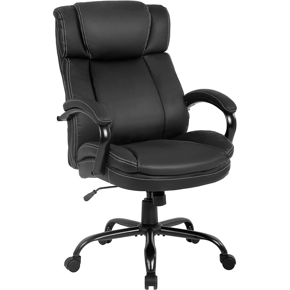 image:imageBig and Tall Office Chair 500lbs Wide Seat Ergonomic PU Leather Desk Chair Adjustable Rolling Swivel Executive Computer Chair with Lumbar Support Headrest Task Office Chairs for Heavy People Black